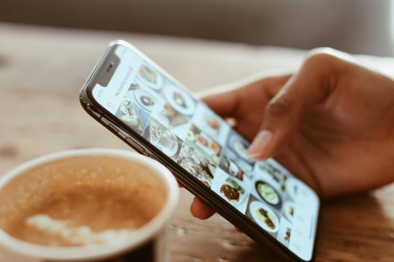 A phone with various images