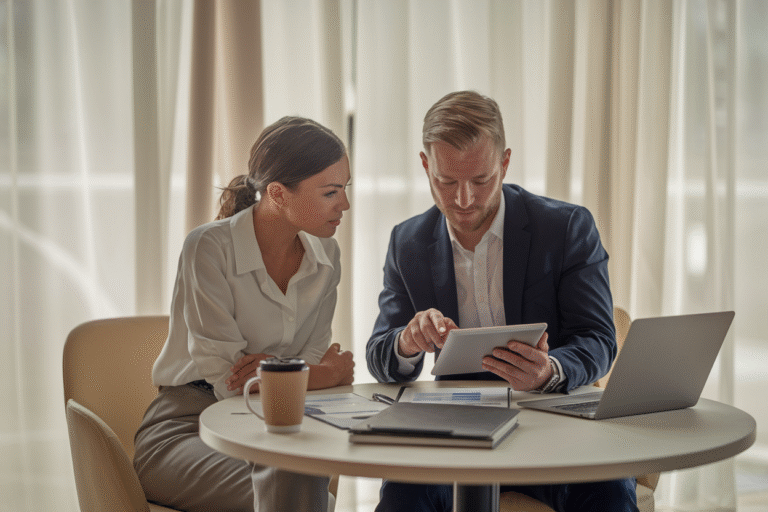 A consultant talking to an entrepreneur