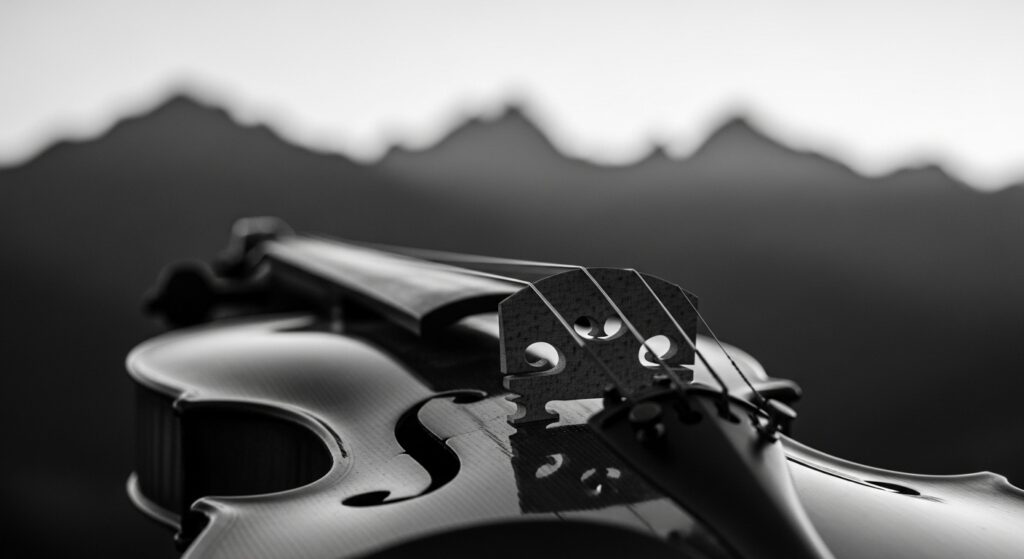 A violin in black and white for Lyrebird Festival